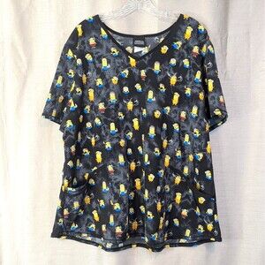 Minions Women's Scrub Top Size 2XL Despicable Me The Rise of Gru Stretch Top